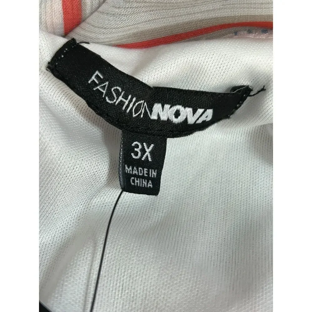 Fashion Nova Feels Like Destiny Maxi Dress Blue Combo Size 3X Asymmetrical - Picture 7 of 13